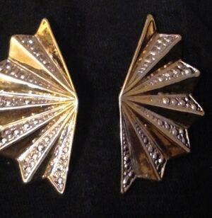 Gold Tone Fan Clip On Earrings